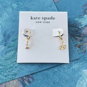 Kate Spade Say Yes I Do Gold Clear Huggie Earrings